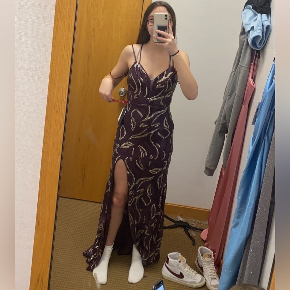 Purple and silver prom dress size 3